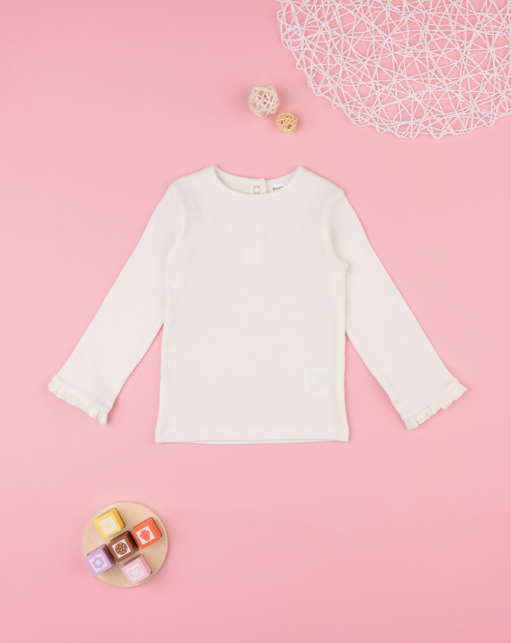 βρεφική μπλούζα ριμπ λευκή για κορίτσι - Prénatal