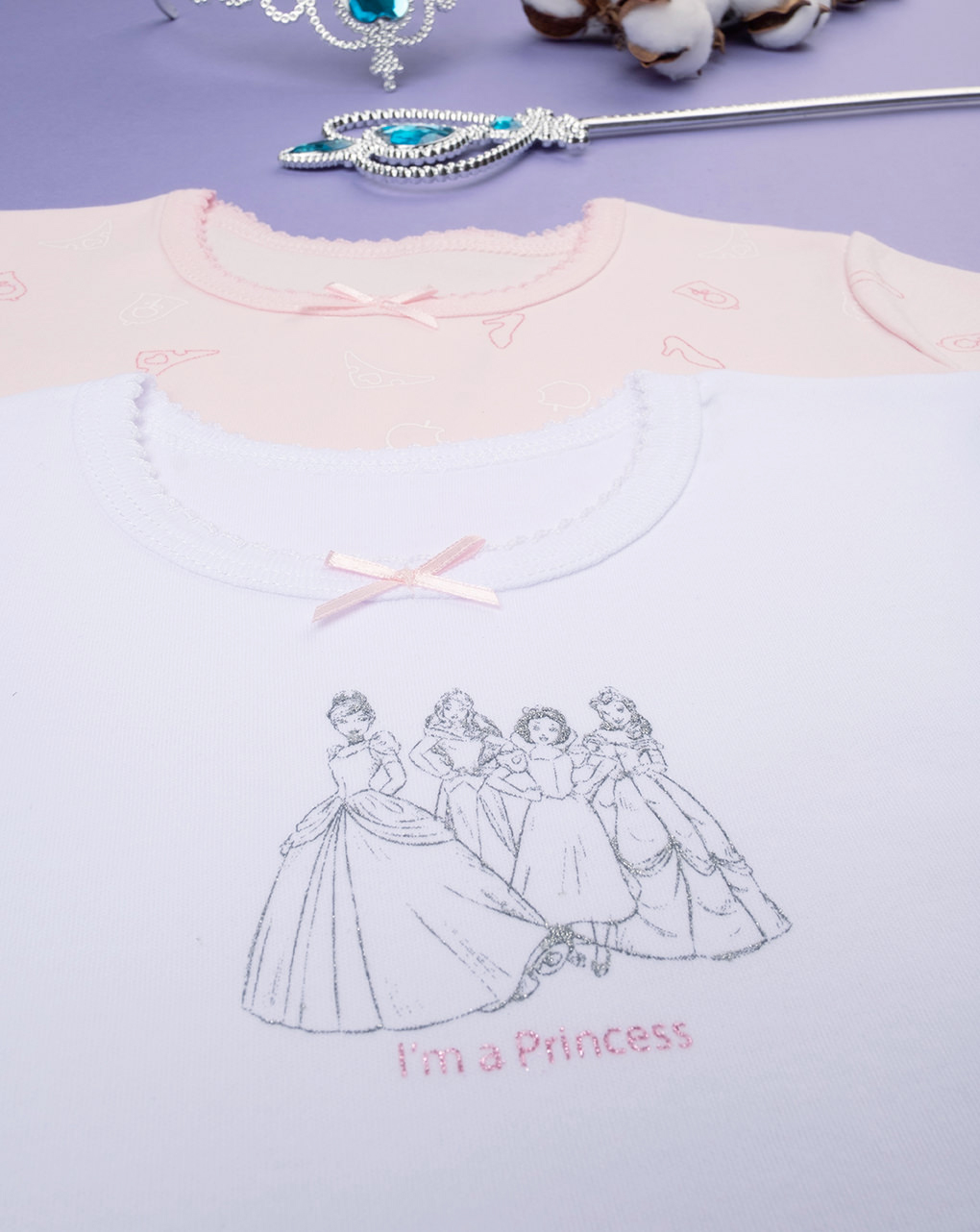 παιδικά φανελάκια πακέτο x2 με τις πριγκίπισσες  disney για κορίτσι - Prénatal