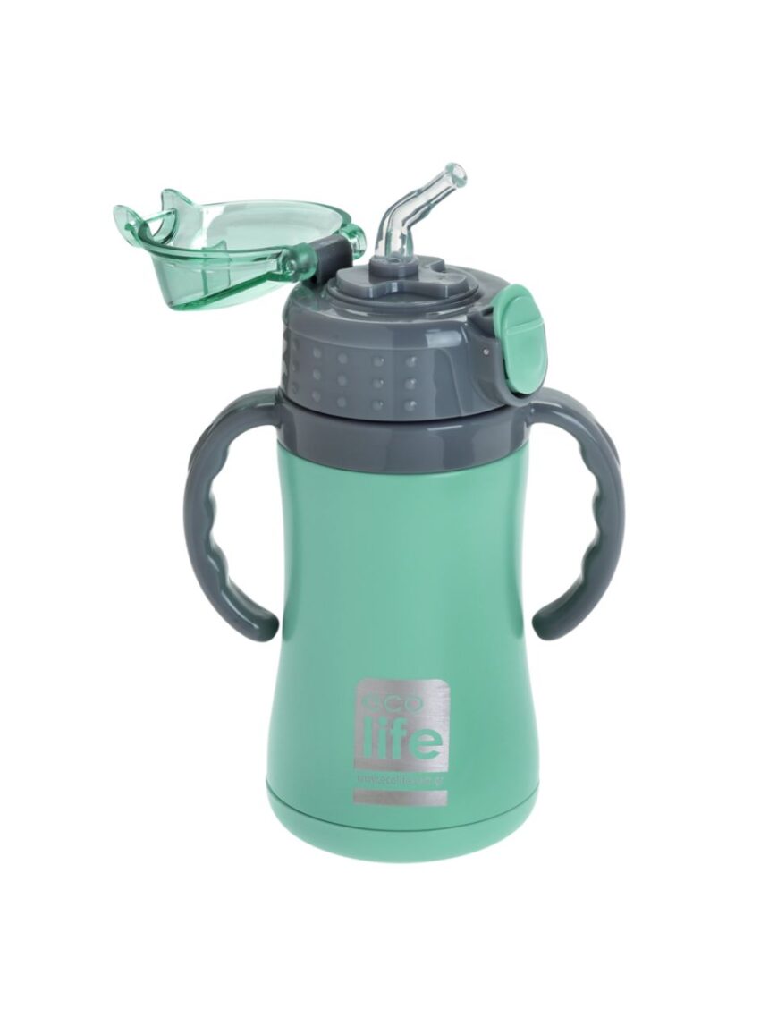 Ecolife ανοξείδωτο παγούρι με καλαμάκι kids thermos 300ml mint 33-bo-2991 - Ecolife