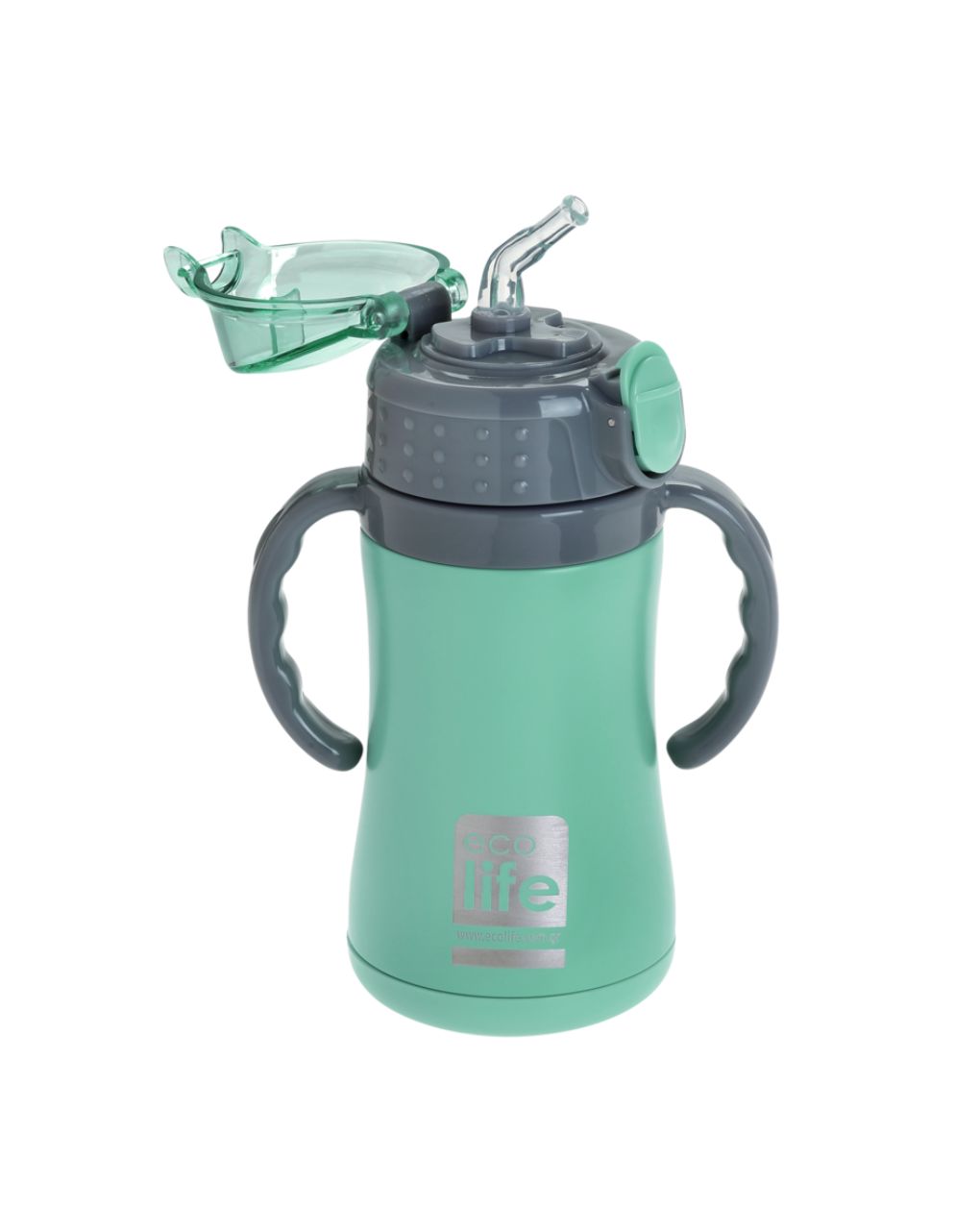 Ecolife ανοξείδωτο παγούρι με καλαμάκι kids thermos 300ml mint 33-bo-2991 - Ecolife