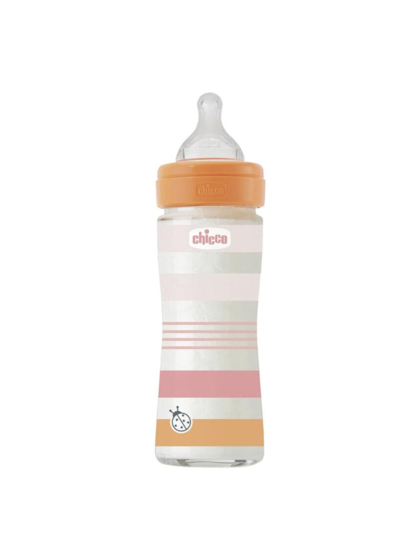 Chicco μπιμπερό γυάλινο well being 240ml orange 0+ μηνών - Chicco