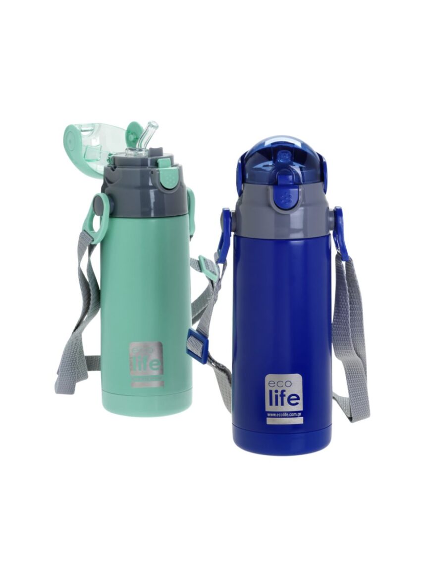 Ecolife ανοξείδωτο παγούρι με καλαμάκι kids thermos 400ml mint 33-bo-2988 - Ecolife