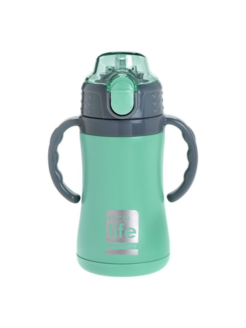 Ecolife ανοξείδωτο παγούρι με καλαμάκι kids thermos 300ml mint 33-bo-2991 - Ecolife