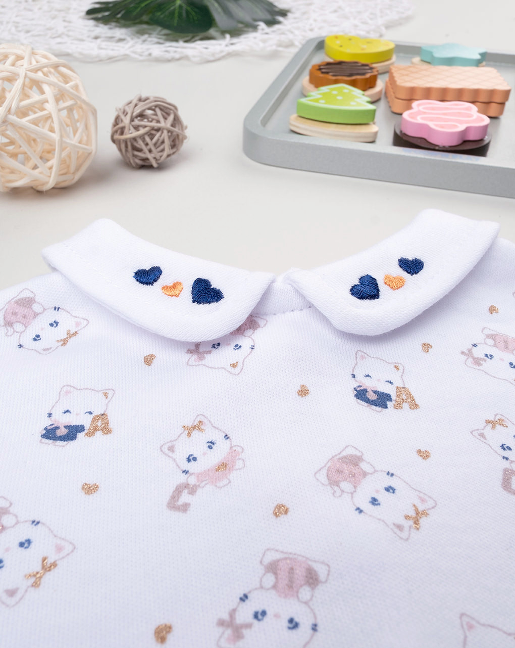 βρεφικό φορμάκι διπλό με γατάκι για κορίτσι - Prénatal