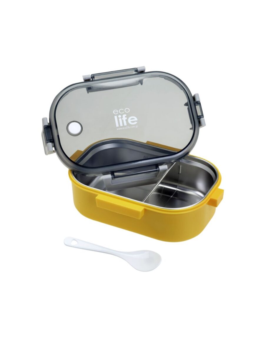 Ecolife ανοξείδωτο φαγητοδοχείο με χώρισμα 900ml yellow 33-bo-9066 - Ecolife