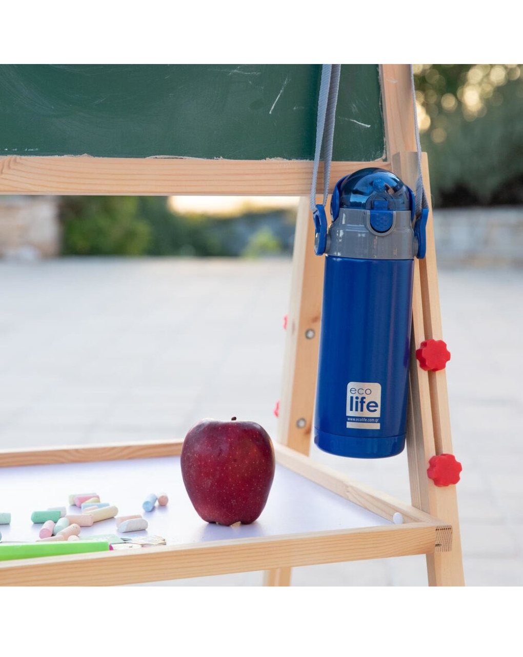 Ecolife kids thermos navy blue ανοξείδωτο παγούρι θερμός με καλαμάκι χρώμα navy blue 400ml - Ecolife