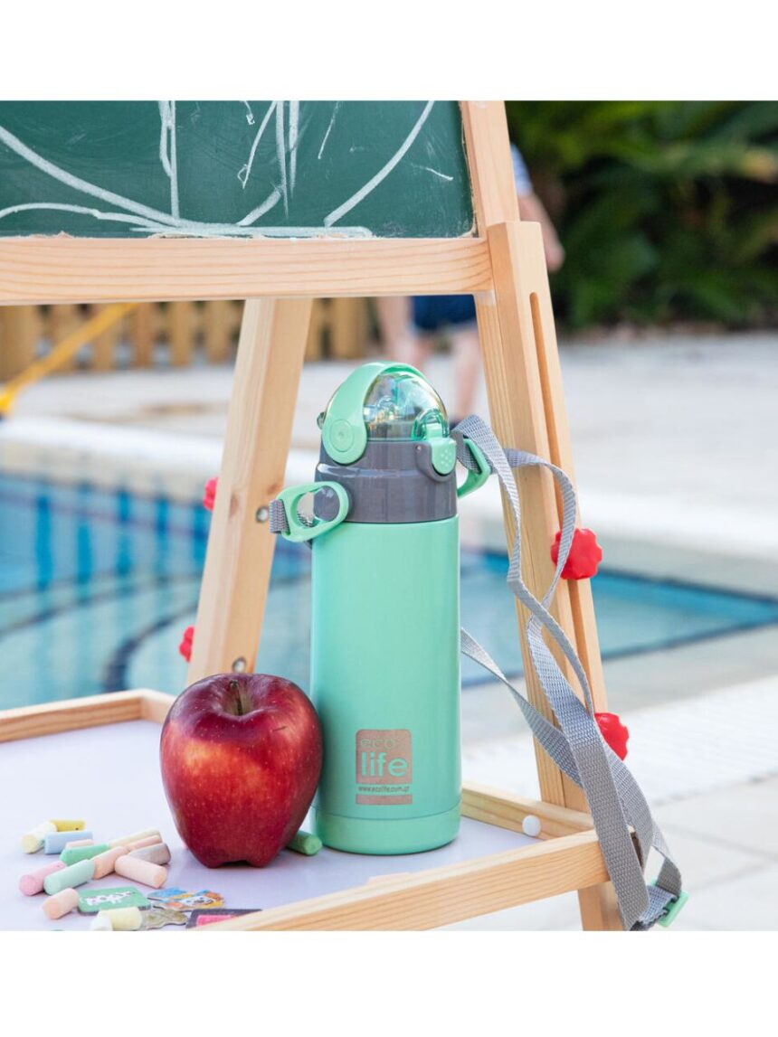 Ecolife ανοξείδωτο παγούρι με καλαμάκι kids thermos 400ml mint 33-bo-2988 - Ecolife