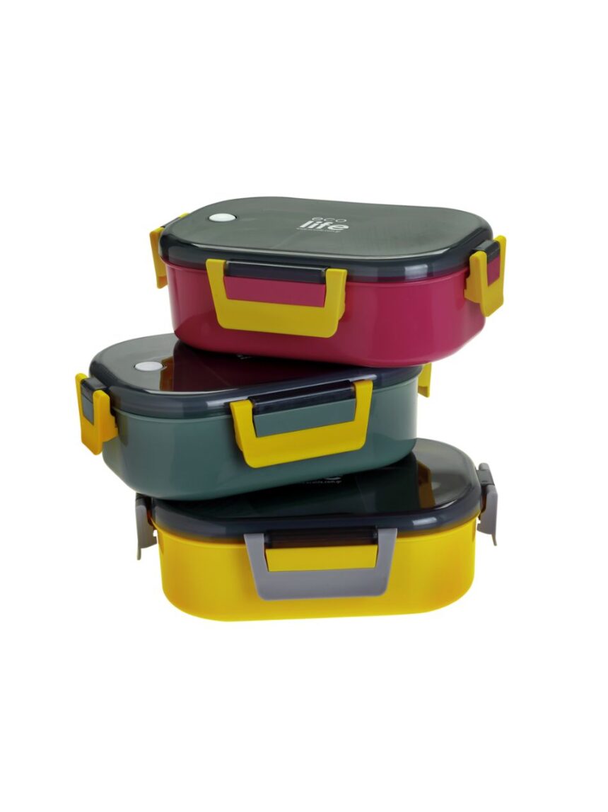 Ecolife ανοξείδωτο φαγητοδοχείο με χώρισμα 900ml yellow 33-bo-9066 - Ecolife