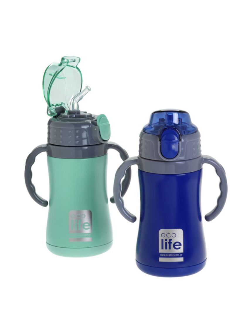 Ecolife ανοξείδωτο παγούρι με καλαμάκι kids thermos 300ml mint 33-bo-2991 - Ecolife
