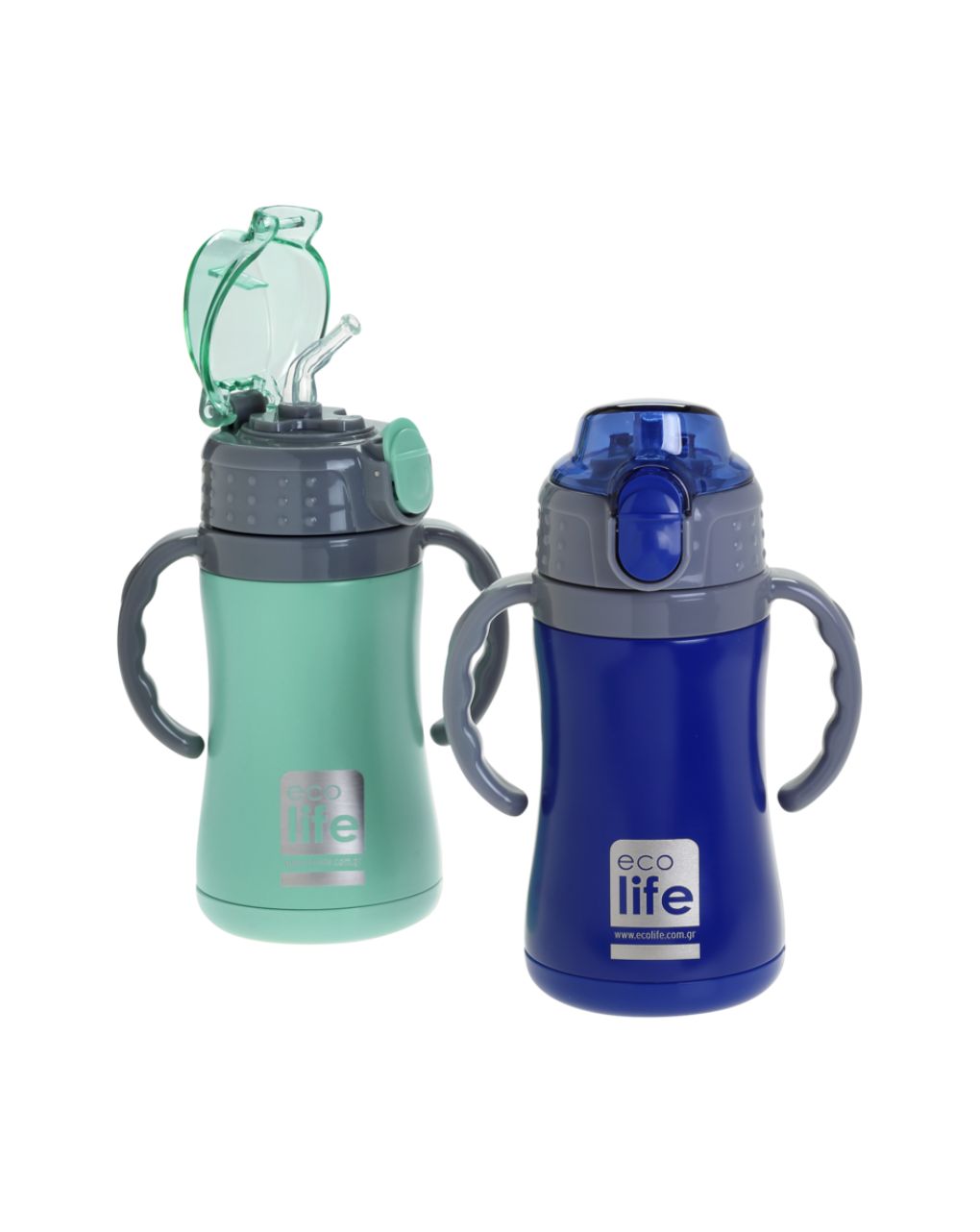 Ecolife ανοξείδωτο παγούρι με καλαμάκι kids thermos 300ml mint 33-bo-2991 - Ecolife
