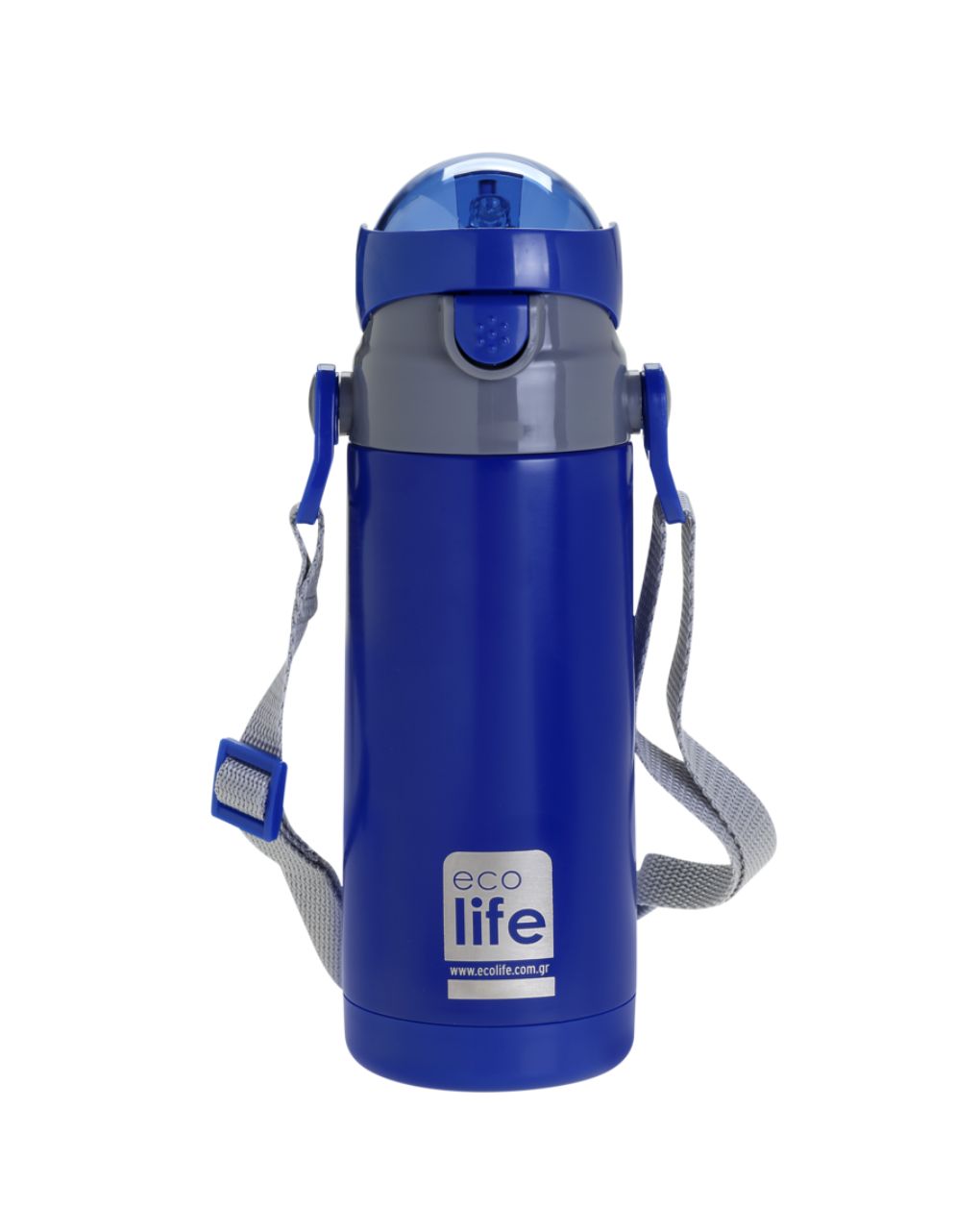 Ecolife ανοξείδωτο παγούρι με καλαμάκι kids thermos 400ml navy blue 33-bo-2989 - Ecolife