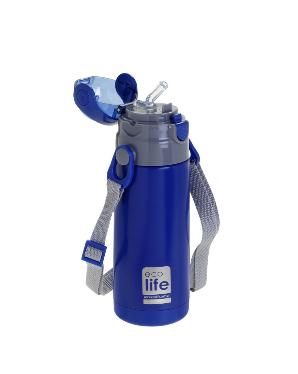 Ecolife kids thermos navy blue ανοξείδωτο παγούρι θερμός με καλαμάκι χρώμα navy blue 400ml - Ecolife