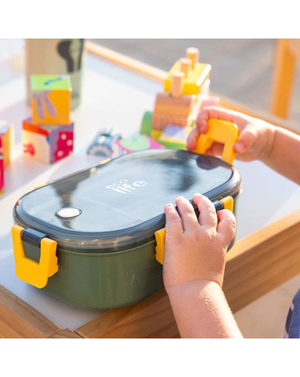 Ecolife ανοξείδωτο φαγητοδοχείο με χώρισμα 900ml forest green 33-bo-9067 - Ecolife