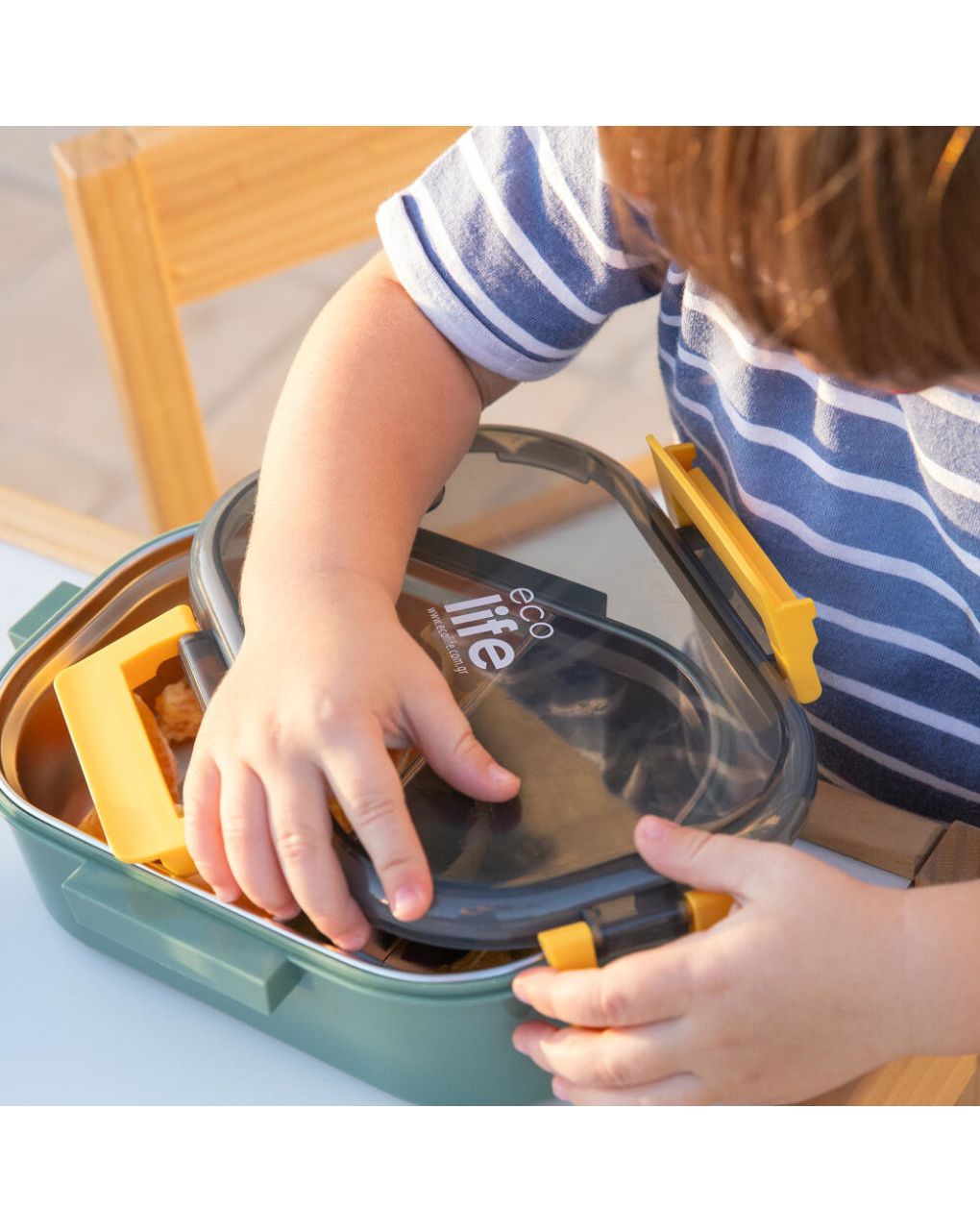 Ecolife ανοξείδωτο φαγητοδοχείο με χώρισμα 900ml forest green 33-bo-9067 - Ecolife