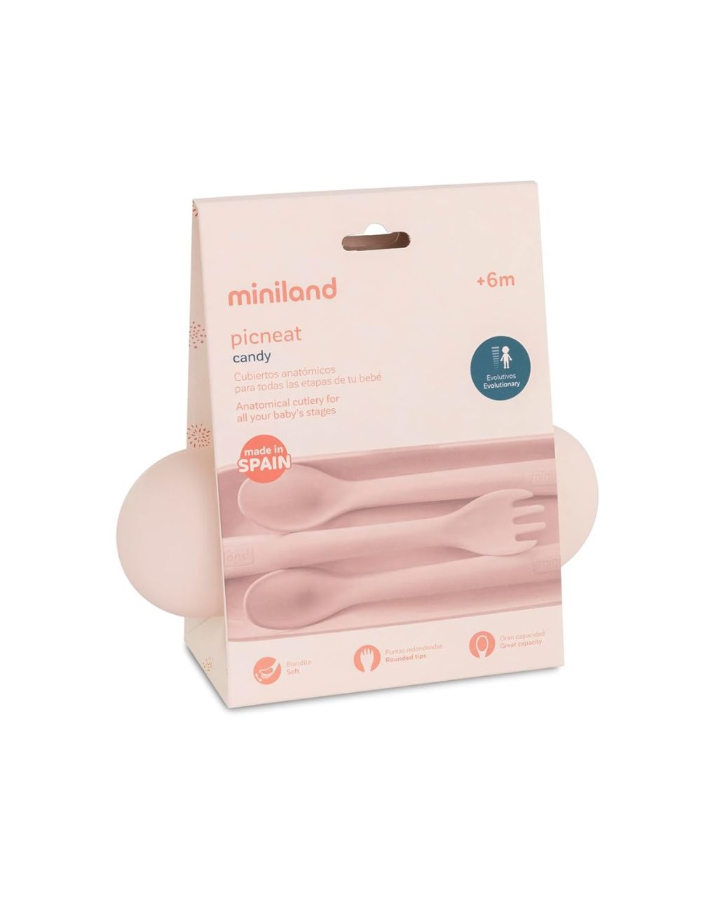 Miniland σετ κουταλοπίρουνα 3τμχ σε θήκη picneat dolce 6m+ candy ml89519 - Miniland