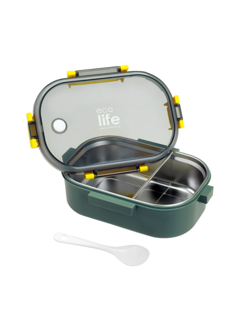 Ecolife ανοξείδωτο φαγητοδοχείο με χώρισμα 900ml forest green 33-bo-9067 - Ecolife