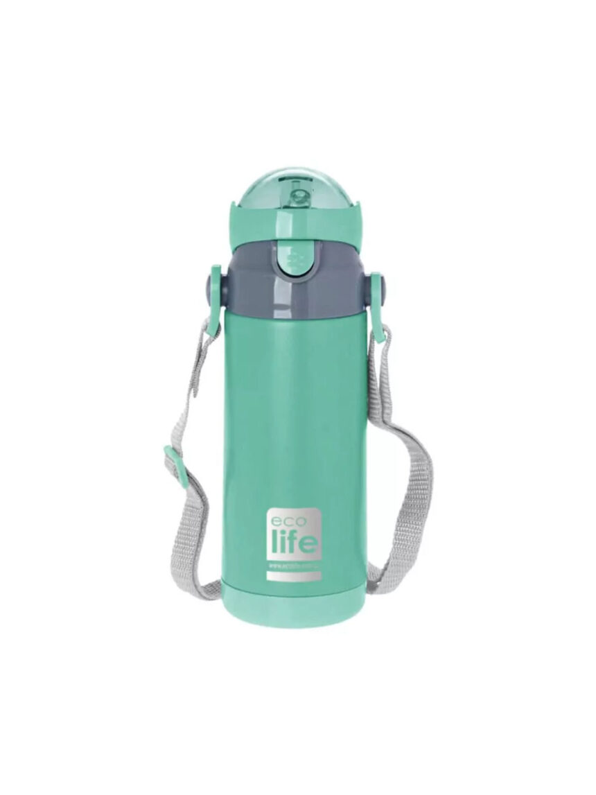 Ecolife kids thermos mint ανοξείδωτο παγούρι θερμός με καλαμάκι χρώμα μέντα 400ml - Ecolife
