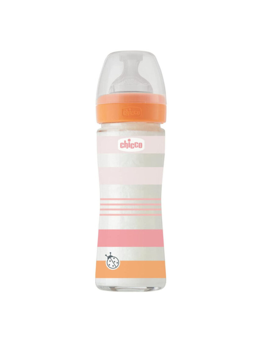 Chicco μπιμπερό γυάλινο well being 240ml orange 0+ μηνών - Chicco