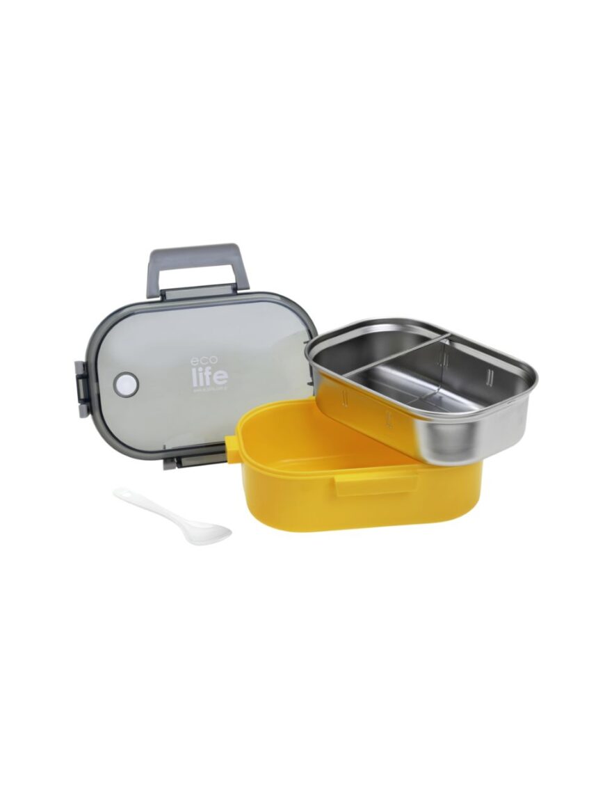 Ecolife ανοξείδωτο φαγητοδοχείο με χώρισμα 900ml yellow 33-bo-9066 - Ecolife