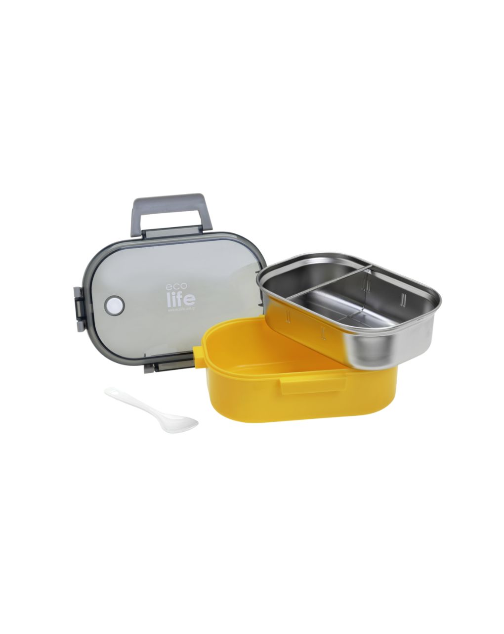 Ecolife ανοξείδωτο φαγητοδοχείο με χώρισμα 900ml yellow 33-bo-9066 - Ecolife