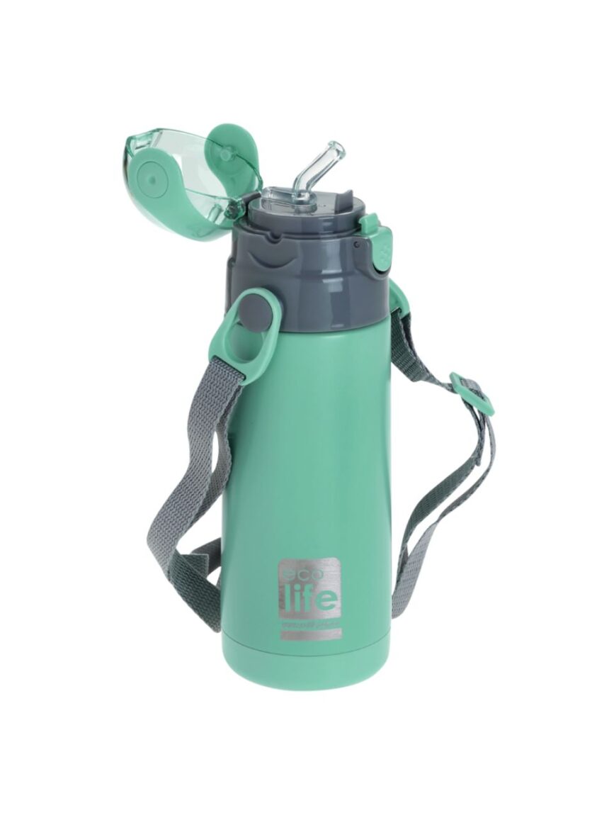 Ecolife ανοξείδωτο παγούρι με καλαμάκι kids thermos 400ml mint 33-bo-2988 - Ecolife
