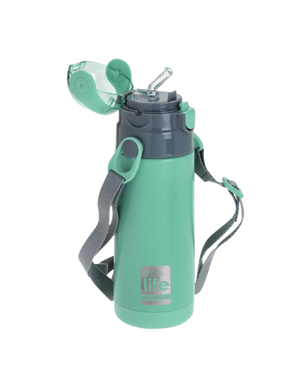 Ecolife ανοξείδωτο παγούρι με καλαμάκι kids thermos 400ml mint 33-bo-2988 - Ecolife