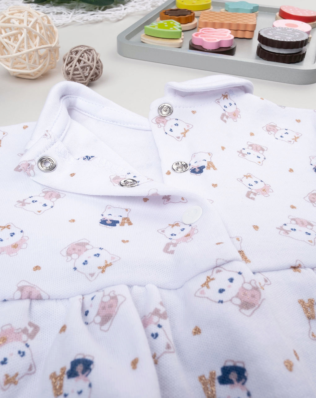 βρεφικό φορμάκι διπλό με γατάκι για κορίτσι - Prénatal