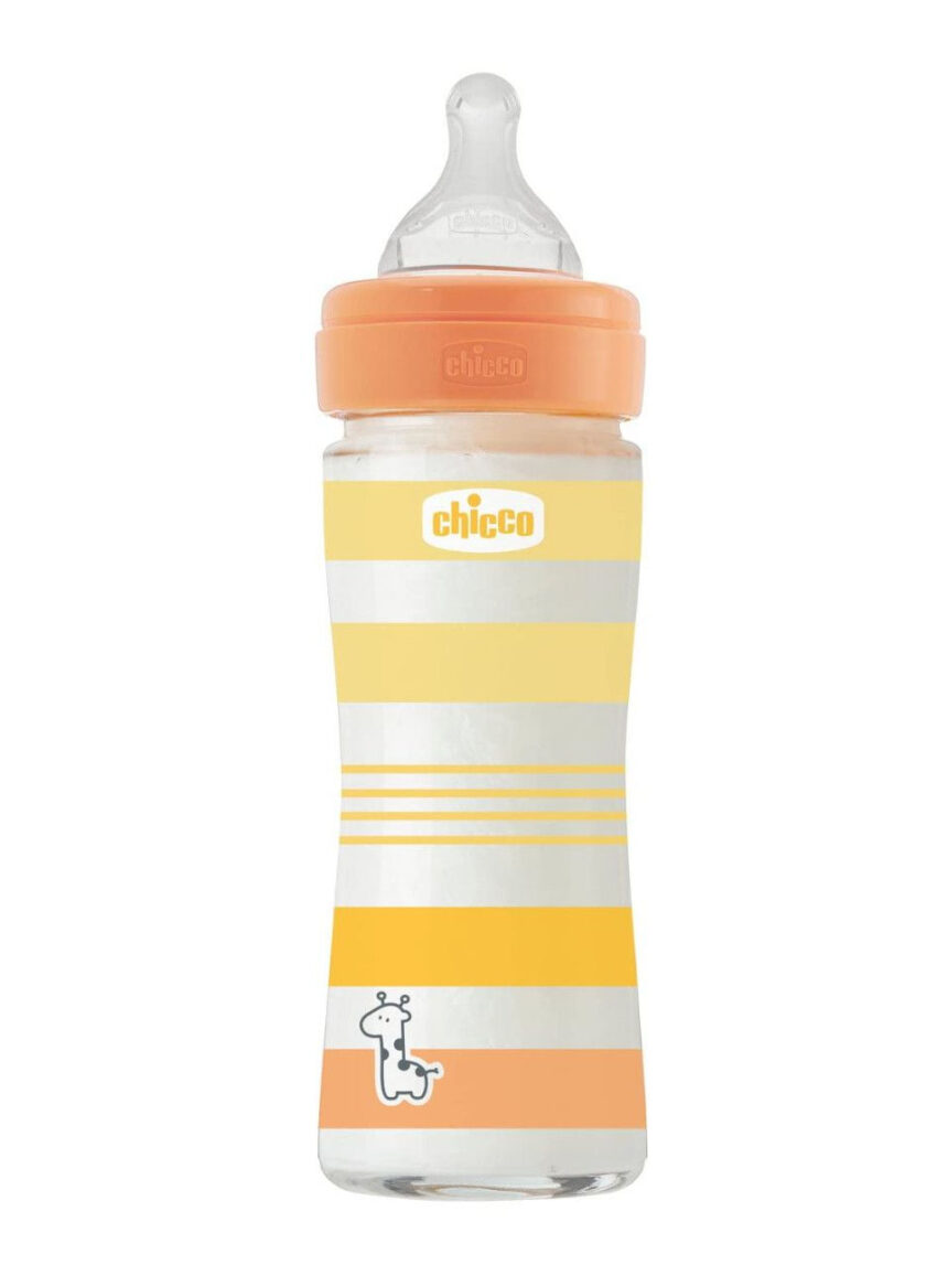 Chicco μπιμπερό γυάλινο well being 240ml orange 0+ μηνών - Chicco