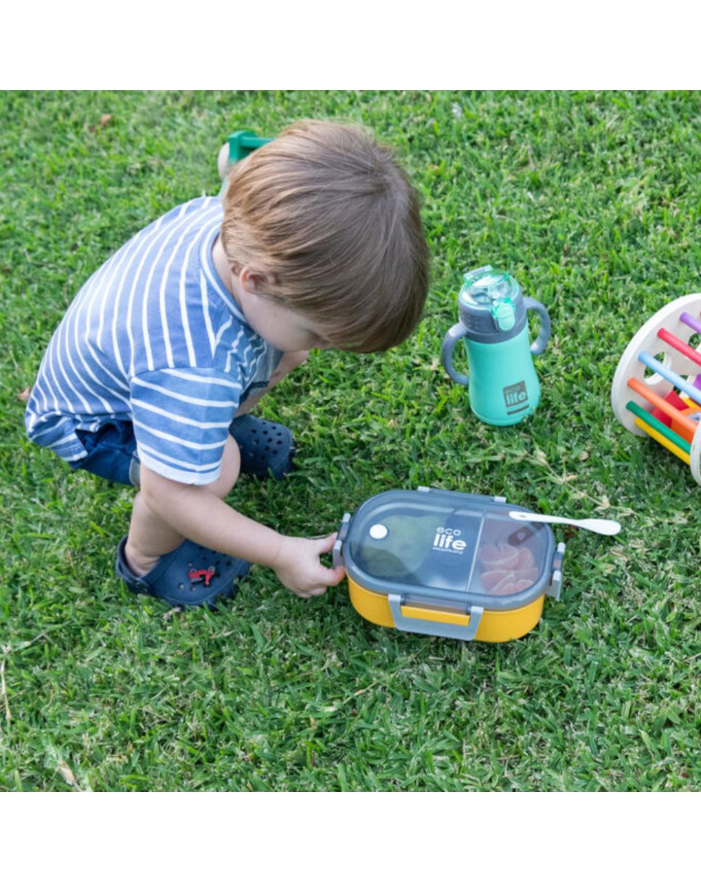 Ecolife ανοξείδωτο φαγητοδοχείο με χώρισμα 900ml yellow 33-bo-9066 - Ecolife