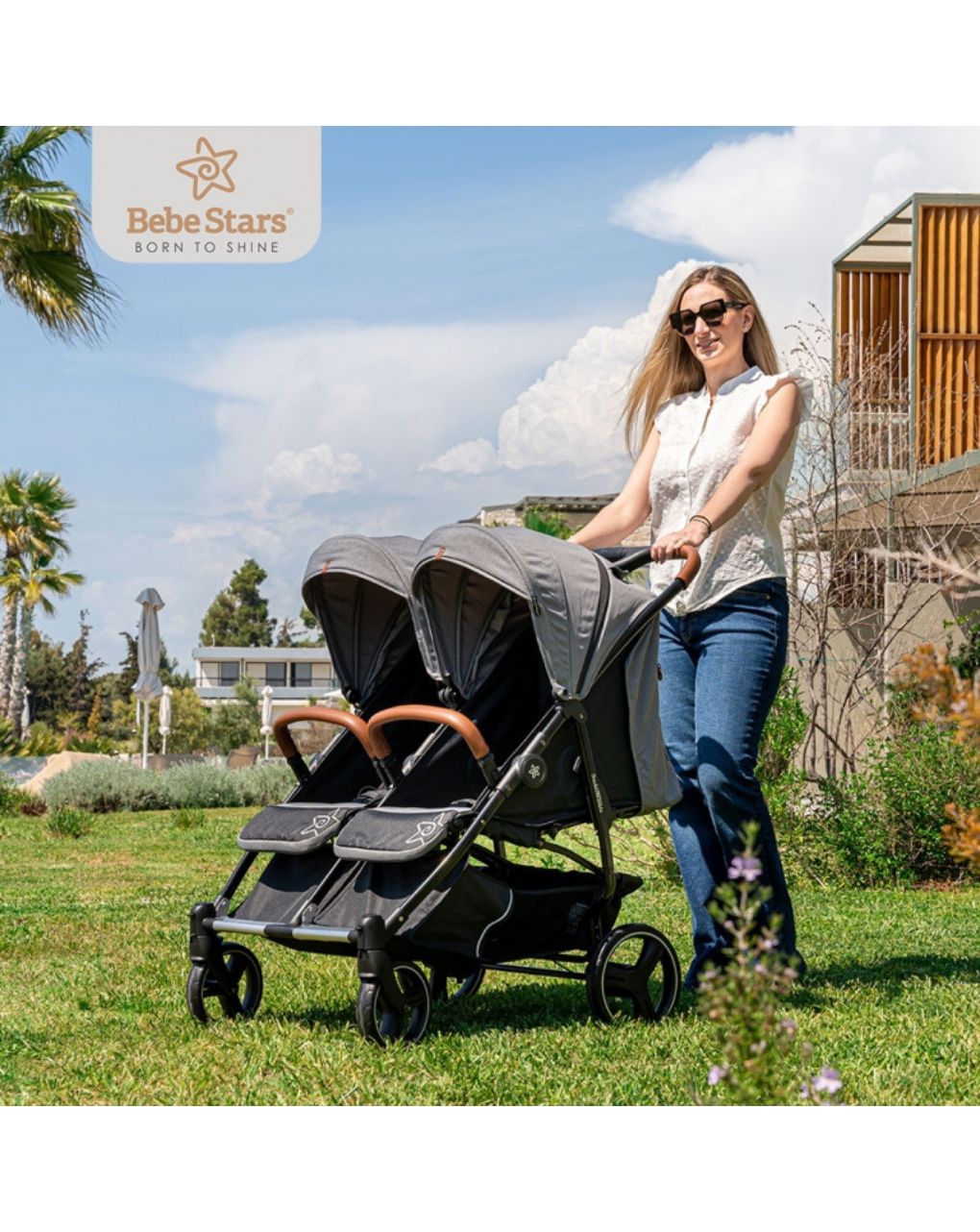 Bebe stars καρότσι διδύμων double trouble grey - Bebe Stars