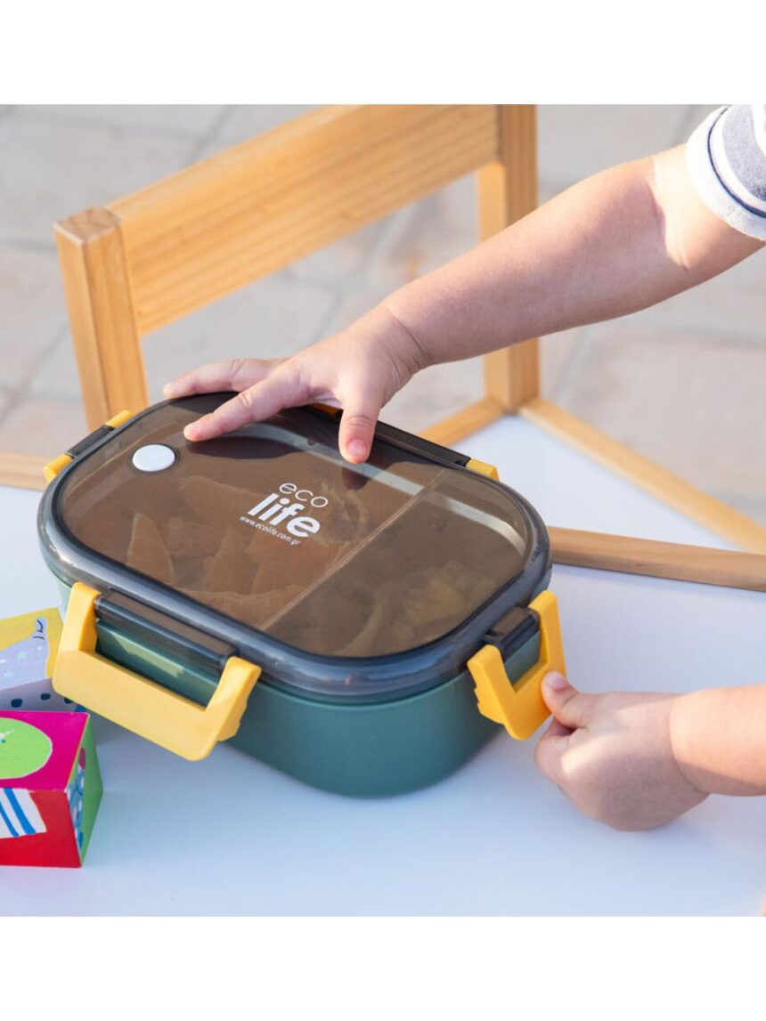 Ecolife ανοξείδωτο φαγητοδοχείο με χώρισμα 900ml forest green 33-bo-9067 - Ecolife