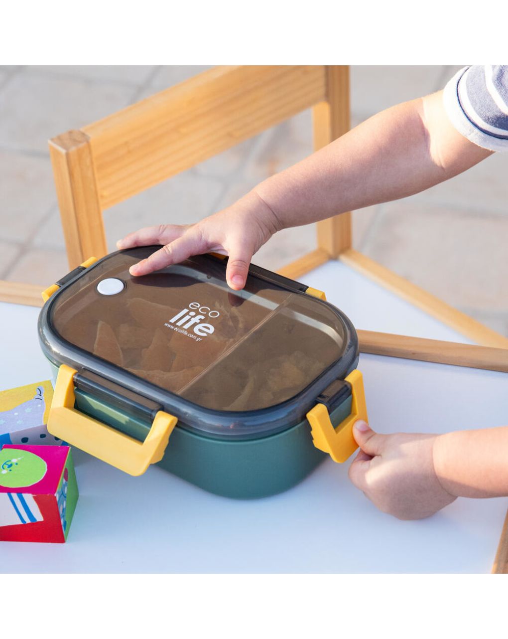 Ecolife ανοξείδωτο φαγητοδοχείο με χώρισμα 900ml forest green 33-bo-9067 - Ecolife