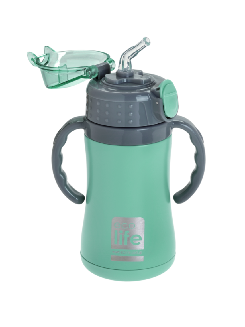Ecolife kids ανοξείδωτο παγούρι θερμός με καλαμάκι mint 300ml - Ecolife