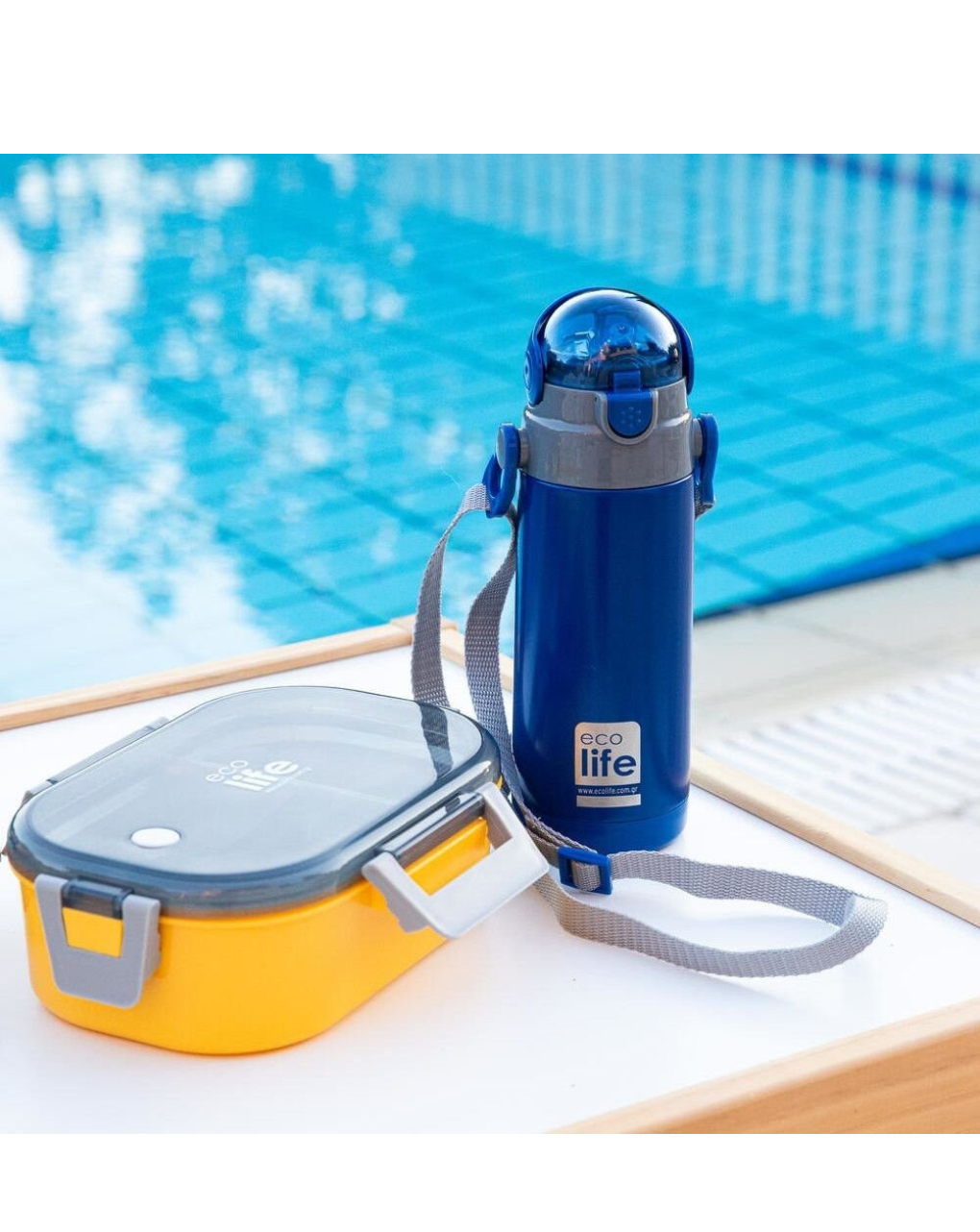Ecolife kids thermos navy blue ανοξείδωτο παγούρι θερμός με καλαμάκι χρώμα navy blue 400ml - Ecolife