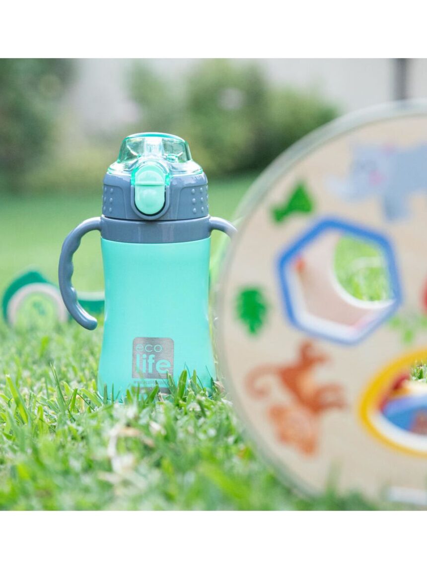 Ecolife ανοξείδωτο παγούρι με καλαμάκι kids thermos 300ml mint 33-bo-2991 - Ecolife