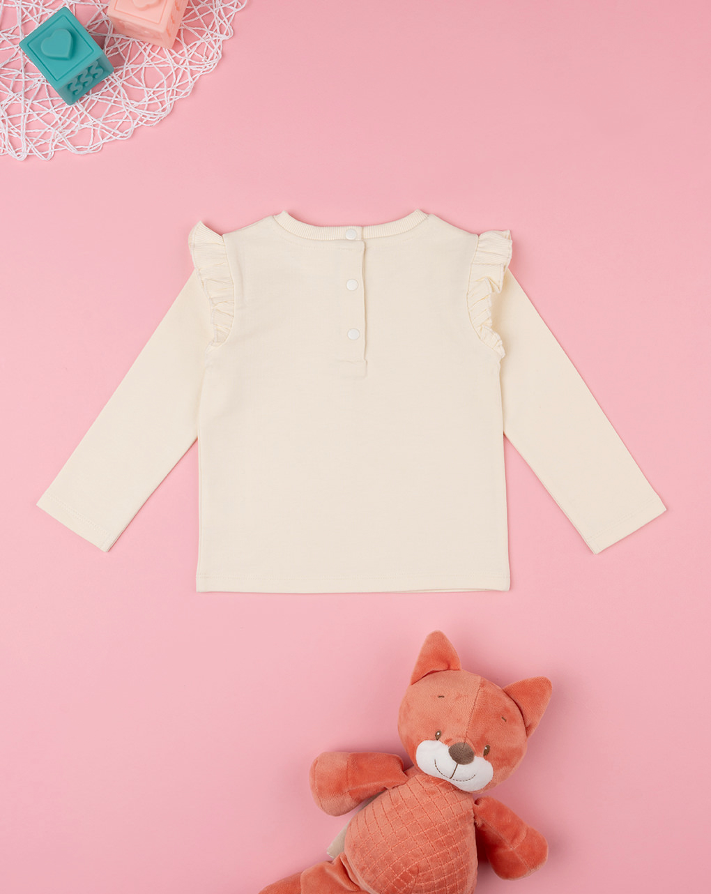βρεφική μπλούζα φούτερ κρεμ teddy για κορίτσι - Prénatal