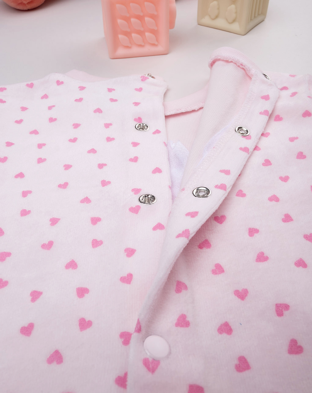 βρεφική ολόσωμη σενίλ πιτζάμα ροζ care bear για κορίτσι - Prénatal