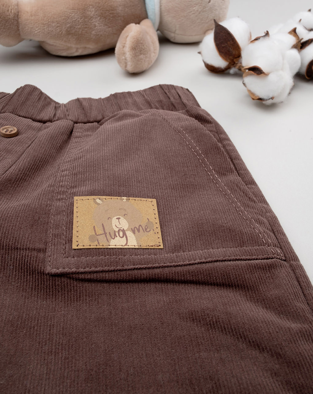 βρεφικό παντελόνι βελουτέ καφέ wood για αγόρι - Prénatal