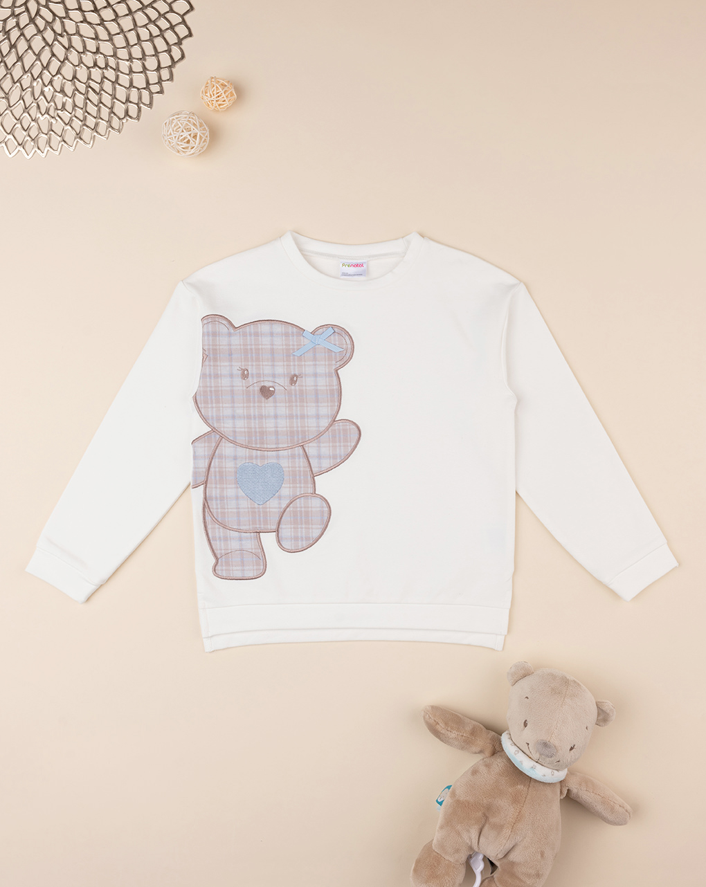 παιδική μπλούζα φούτερ λευκή με αρκουδάκι για κορίτσι