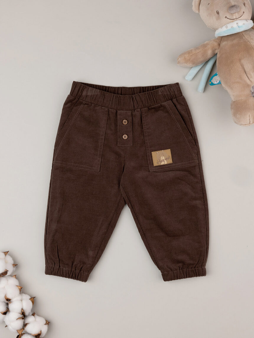 βρεφικό παντελόνι βελουτέ καφέ wood για αγόρι - Prénatal