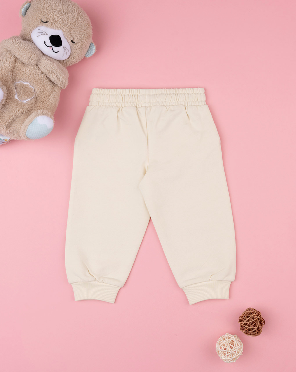 βρεφικό παντελόνι φούτερ κρεμ teddy για κορίτσι - Prénatal
