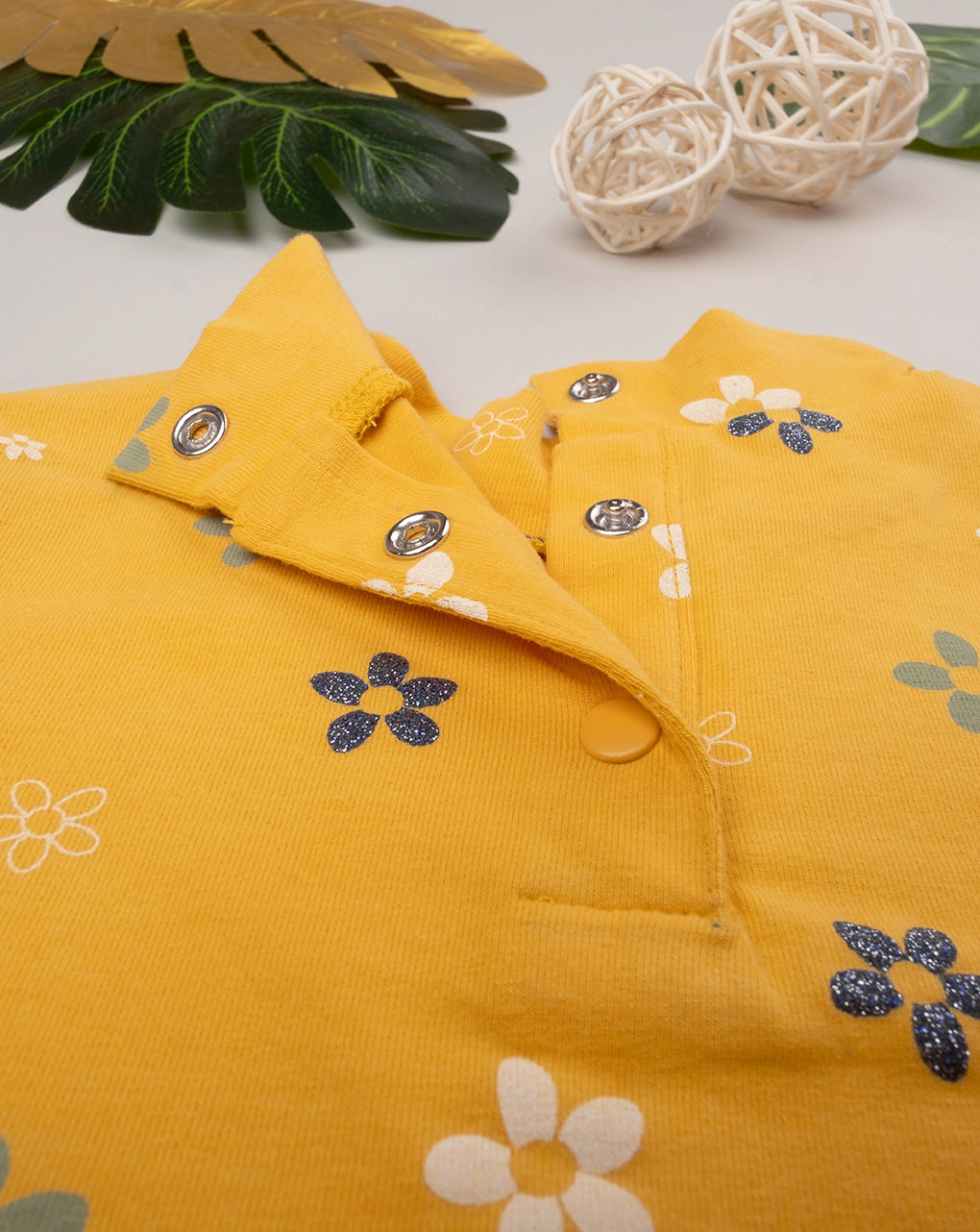 βρεφική μπλούζα ζιβάγκο κίτρινη φλοράλ για κορίτσι - Prénatal