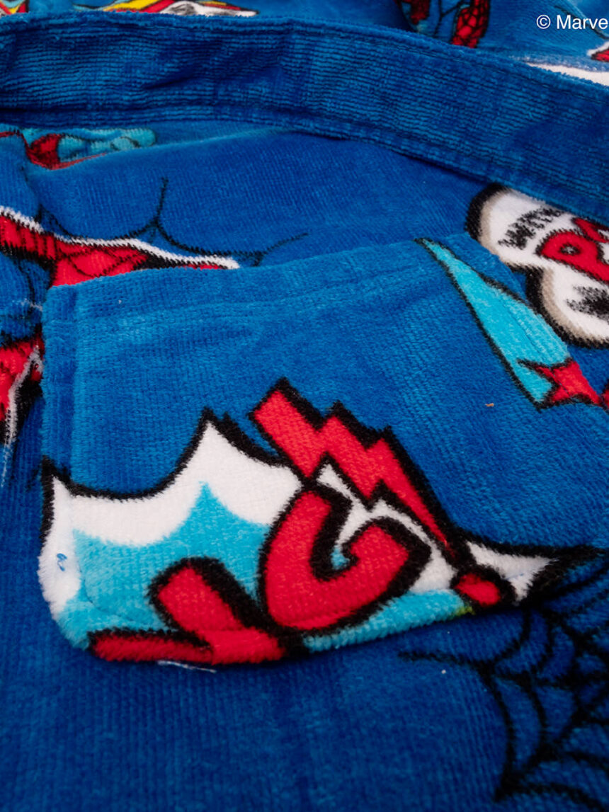 παιδικό μπουρνούζι σενίλ μπλε με το spiderman για αγόρι - Prénatal