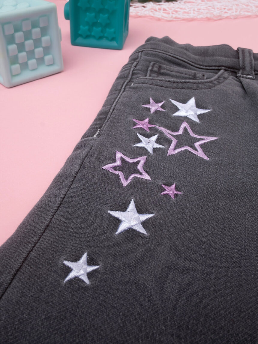 παιδικό τζιν παντελόνι μαύρο flare με αστεράκια για κορίτσι - Prénatal