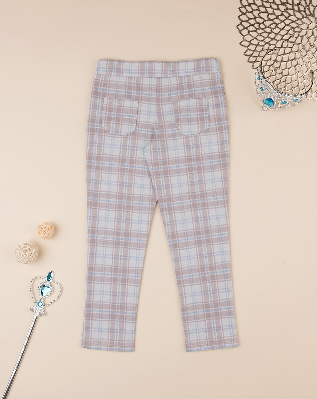 παιδικό κολάν καρό γαλάζιο/dusty pink για κορίτσι - Prénatal