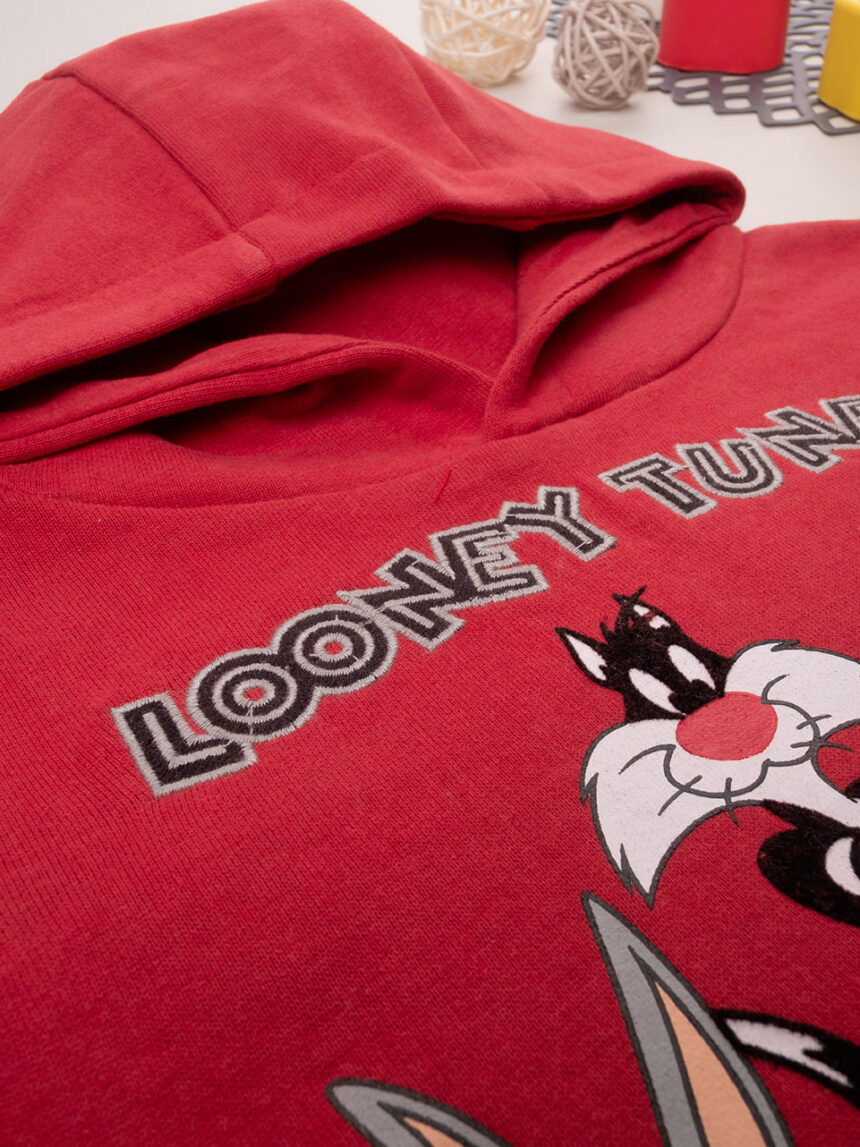 βρεφική μπλούζα φούτερ κόκκινη με looney tunes για αγόρι - Prénatal