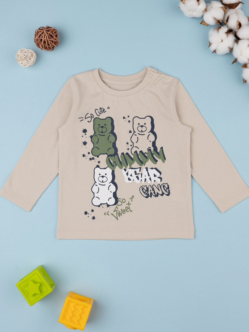 βρεφική μπλούζα μπεζ teddy gang για αγόρι - Prénatal