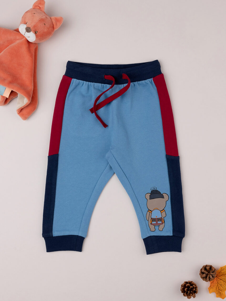 βρεφικό παντελόνι φούτερ γαλάζιο teddy για αγόρι - Prénatal