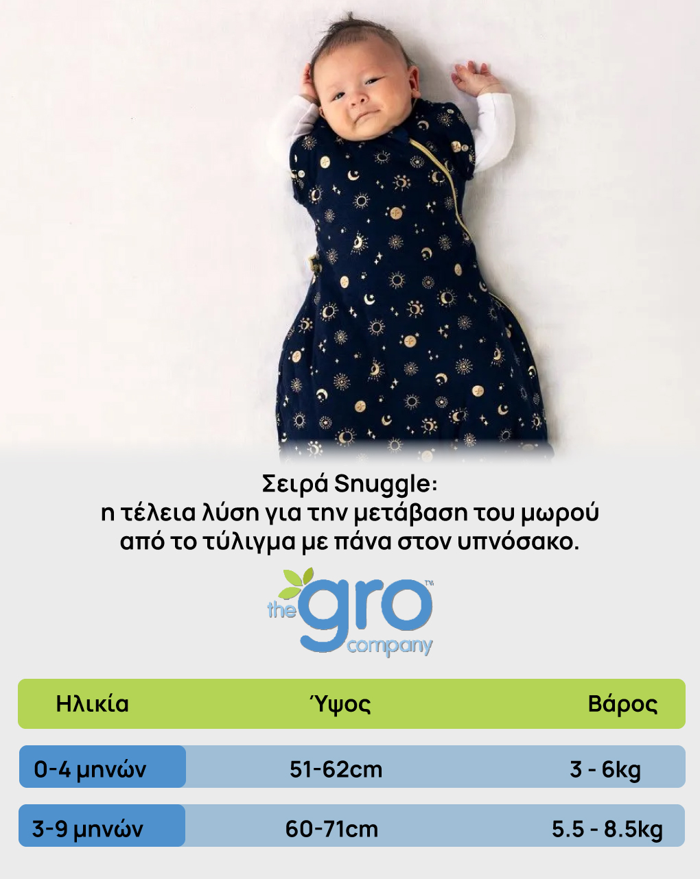Gro υπνόσακος snuggle χειμερινός 2.5 tog moon child 0-4 μηνών - The Gro Company