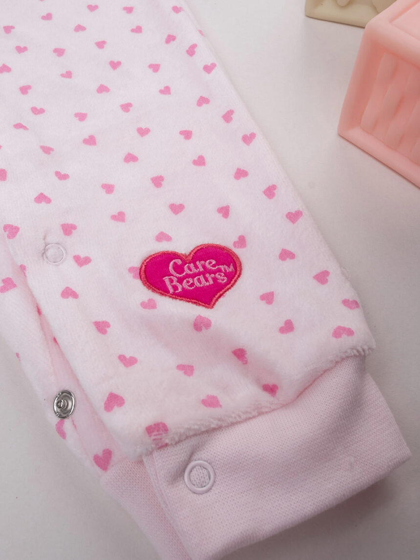 βρεφική ολόσωμη σενίλ πιτζάμα ροζ care bear για κορίτσι - Prénatal
